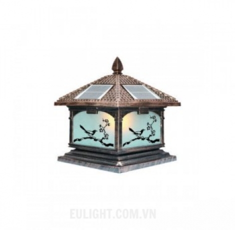 Đèn Trụ Nhôm Đúc vỏ vàng  chao in hình solar MT382