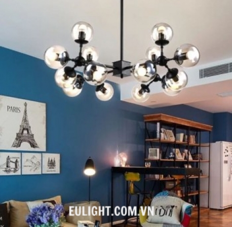 đèn chùm nghệ thuật sát trần 3 chao DCNT91/12
