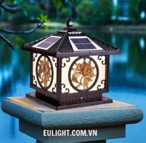 Đèn Trụ NLMT nhôm đúc  vỏ màu đen solar MT33