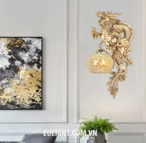 gắn tường hình rồng vàng NV092B phải