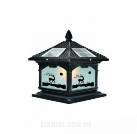 Đèn Trụ Nhôm Đúc vỏ đen chao in hình solar MT360