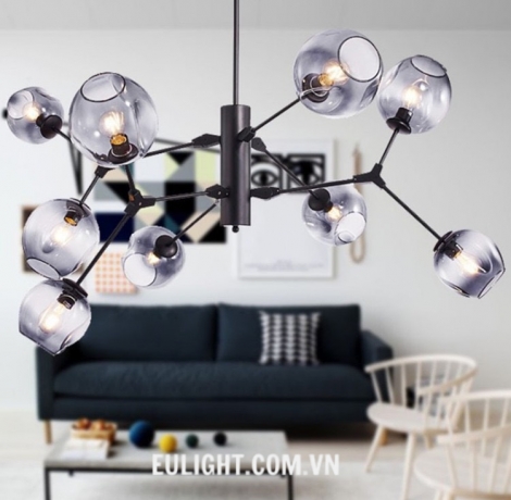 đèn chùm thả nghệ thuật thân vàng TTK16